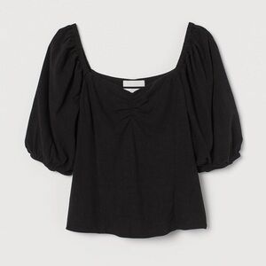 H&M Black Puff Sleeve Blouse